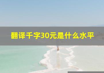 翻译千字30元是什么水平