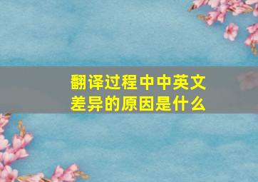 翻译过程中中英文差异的原因是什么