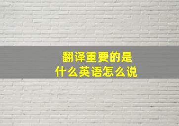 翻译重要的是什么英语怎么说