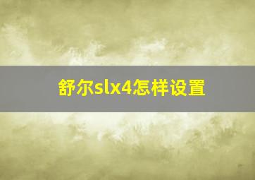 舒尔slx4怎样设置