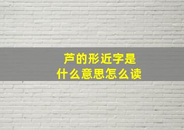 芦的形近字是什么意思怎么读