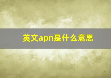 英文apn是什么意思