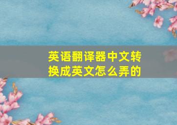 英语翻译器中文转换成英文怎么弄的