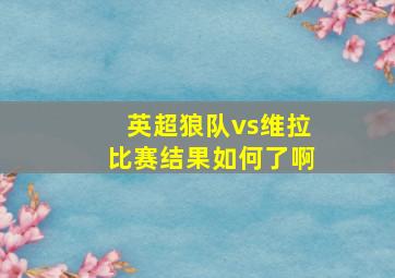 英超狼队vs维拉比赛结果如何了啊