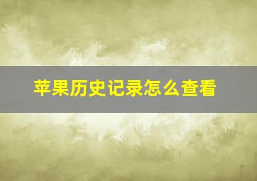 苹果历史记录怎么查看