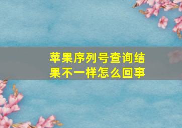 苹果序列号查询结果不一样怎么回事