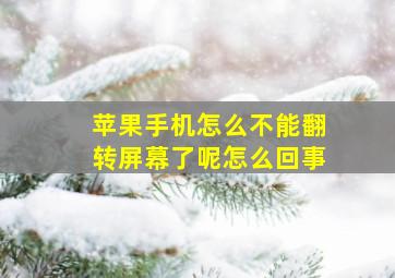 苹果手机怎么不能翻转屏幕了呢怎么回事