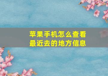 苹果手机怎么查看最近去的地方信息