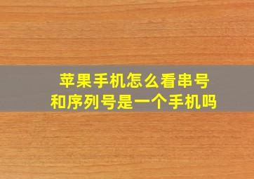 苹果手机怎么看串号和序列号是一个手机吗