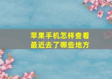 苹果手机怎样查看最近去了哪些地方