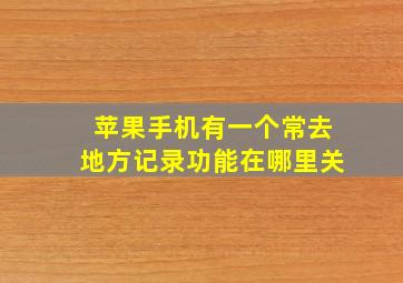 苹果手机有一个常去地方记录功能在哪里关