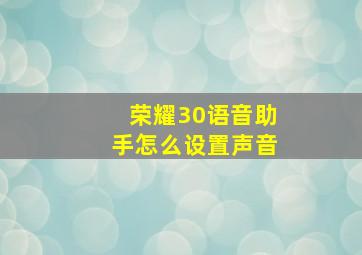 荣耀30语音助手怎么设置声音