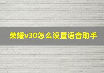 荣耀v30怎么设置语音助手