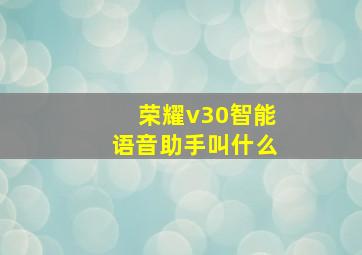 荣耀v30智能语音助手叫什么