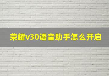 荣耀v30语音助手怎么开启