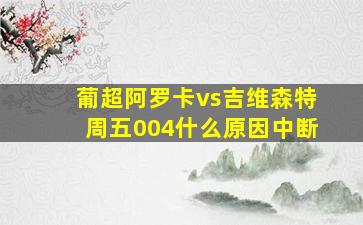 葡超阿罗卡vs吉维森特周五004什么原因中断