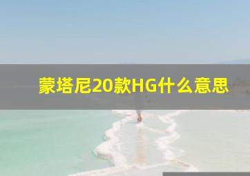 蒙塔尼20款HG什么意思