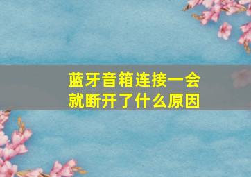 蓝牙音箱连接一会就断开了什么原因