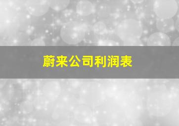 蔚来公司利润表