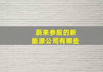 蔚来参股的新能源公司有哪些