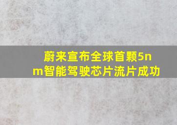 蔚来宣布全球首颗5nm智能驾驶芯片流片成功