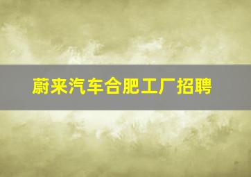 蔚来汽车合肥工厂招聘