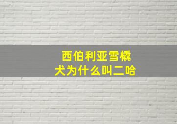 西伯利亚雪橇犬为什么叫二哈