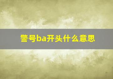 警号ba开头什么意思