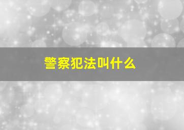 警察犯法叫什么