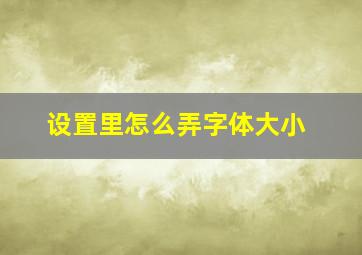 设置里怎么弄字体大小