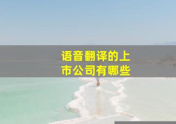 语音翻译的上市公司有哪些