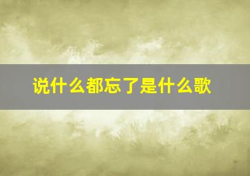 说什么都忘了是什么歌