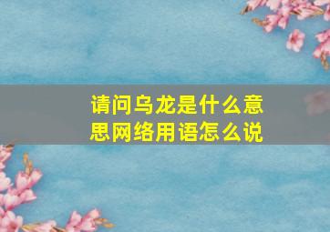 请问乌龙是什么意思网络用语怎么说