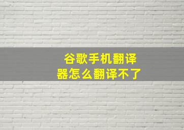 谷歌手机翻译器怎么翻译不了