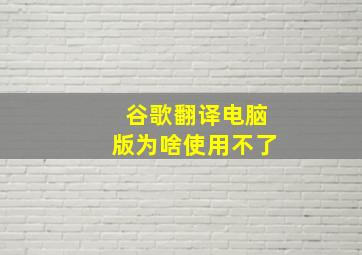 谷歌翻译电脑版为啥使用不了