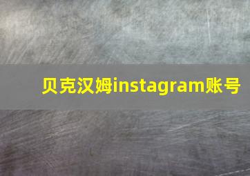 贝克汉姆instagram账号