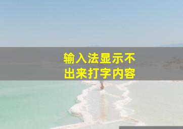 输入法显示不出来打字内容