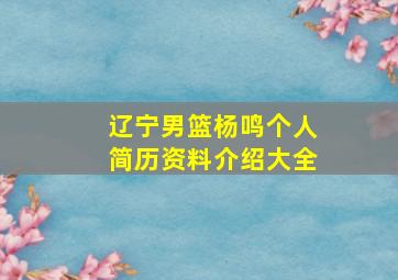 辽宁男篮杨鸣个人简历资料介绍大全