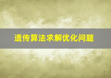 遗传算法求解优化问题