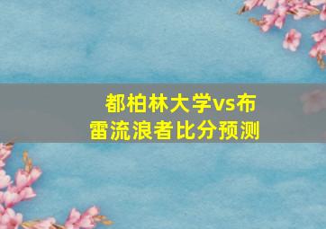 都柏林大学vs布雷流浪者比分预测