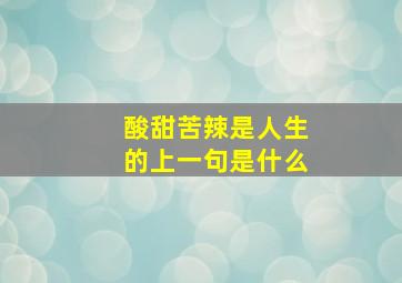 酸甜苦辣是人生的上一句是什么