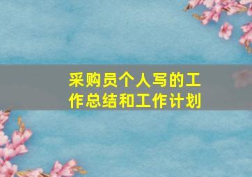 采购员个人写的工作总结和工作计划