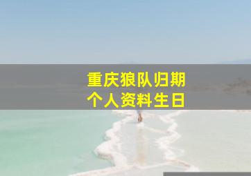 重庆狼队归期个人资料生日