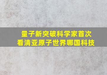 量子新突破科学家首次看清亚原子世界哪国科技