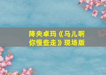 降央卓玛《马儿啊你慢些走》现场版