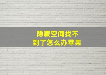 隐藏空间找不到了怎么办苹果