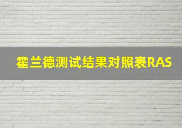 霍兰德测试结果对照表RAS