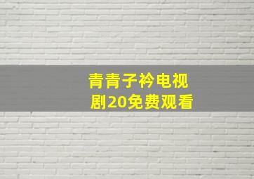 青青子衿电视剧20免费观看