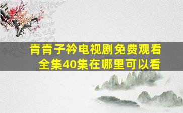 青青子衿电视剧免费观看全集40集在哪里可以看