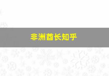 非洲酋长知乎